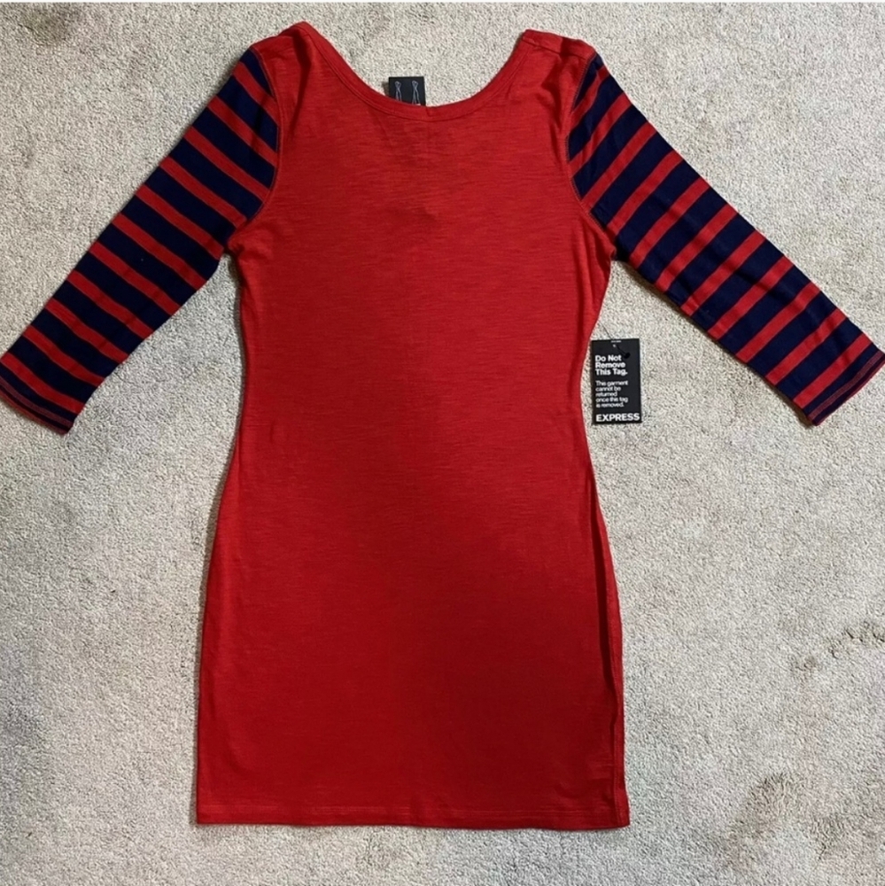 Express Raglan Striped Sleeve Shirt Dress